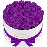 Perfectione Roses 27 Roses in a Box, Mothers Day Rose, Preserved Flowers for Her, Flowers for Delivery Birthday Gifts for Women (Purple)