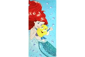 Jay Franco Disney The Little Mermaid Princess Kids Bath/Pool/Beach Towel - Featuring Ariel and Flounder - Super Soft & Absorbent Fade Resistant Cotton Towel, Measures 28 inch x 58 inch