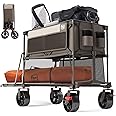 TIMBER RIDGE 400L Large Capacity Folding Double Decker Wagon with Brakes, 54" Extra Long Extender Wagon Cart, 450lbs Heavy Duty Collapsible Cart, All-Terrain Big Wheels for Camping, Sports, Shopping