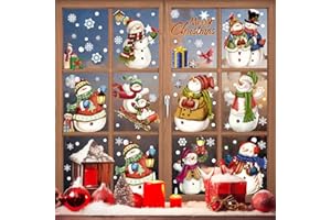 LITUPIC 194Pcs Christmas Windows Clings Snowman Window Clings Christmas Window Decorations,Window Clings for Glass Windows,Christmas Window Stickers for Christmas Decorations Indoor