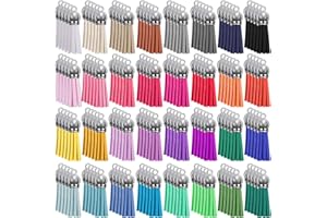 SIQUK 160 Pieces Keychain Tassels Leather Tassel Bulk for DIY Keychain and Craft, 32 Colors