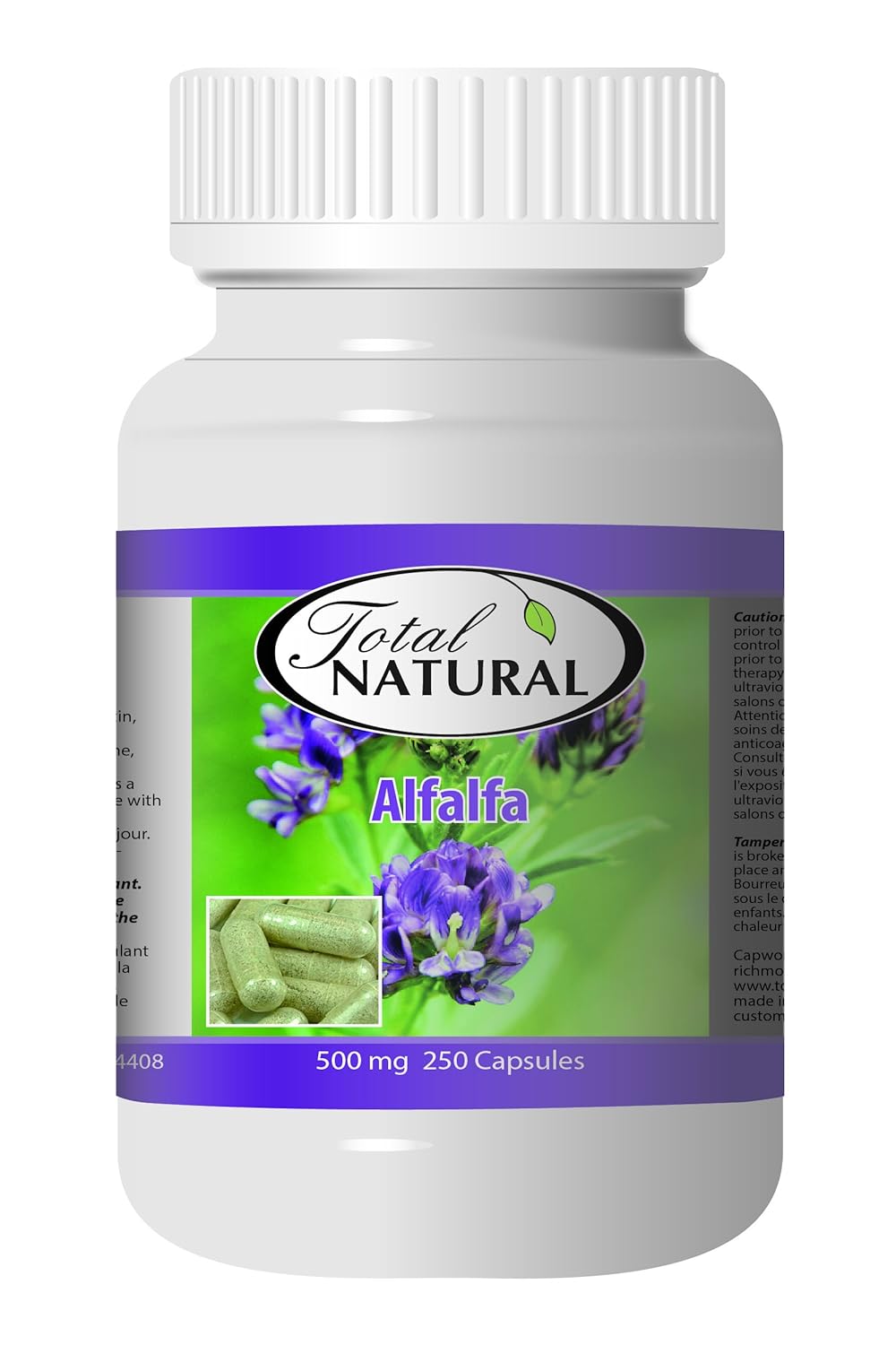 Natural Alfalfa Supplement 500mg 250 Capsules [1 bottle] by Total
