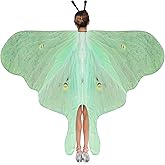 Yinder 2 Pcs Halloween Moth Wings Costume Butterfly Shawl Moth Wing Cape Costume Accessory with Headband 72.83 x 50.39 Inch