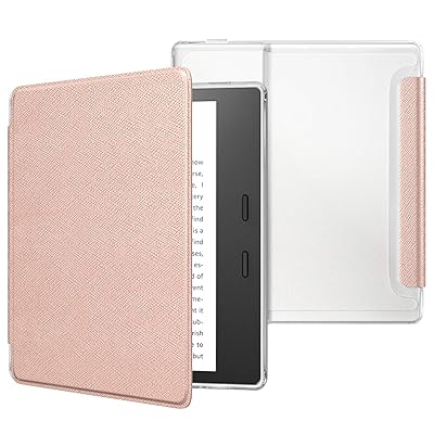 MoKo Case Fits All-New Kindle Oasis (9th and 10th Generation ONLY, 2017 and 2019 Release), Slim Lightweight Cover with Translucent Frosted Back Protector - Rose Gold