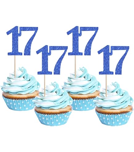 Cupcake-Topper 'Happy 17th Birthday' – 24 Stück, Roségold Mit Glitzer, Für Geburtstags-Deko