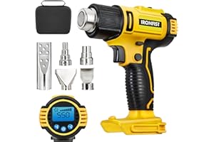 IRONFIST Heat Gun Cordless Welding Hot Air Gun with Digital Display 2-Temp Setting 50℃ to 550℃ & 6 Gear Wind Speed Adjustable Compatible with DEWALT Battery (Battery NOT Included)