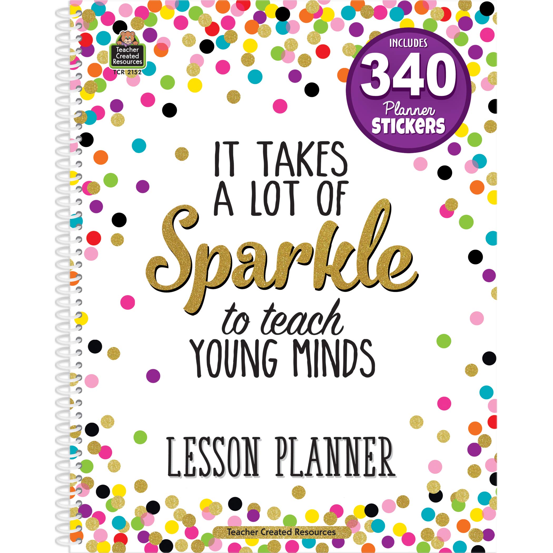Teacher Created Resources 2152 Lesson Planner w/Stickers, Confetti, 8-1/2-Inch x11-Inch, Multi