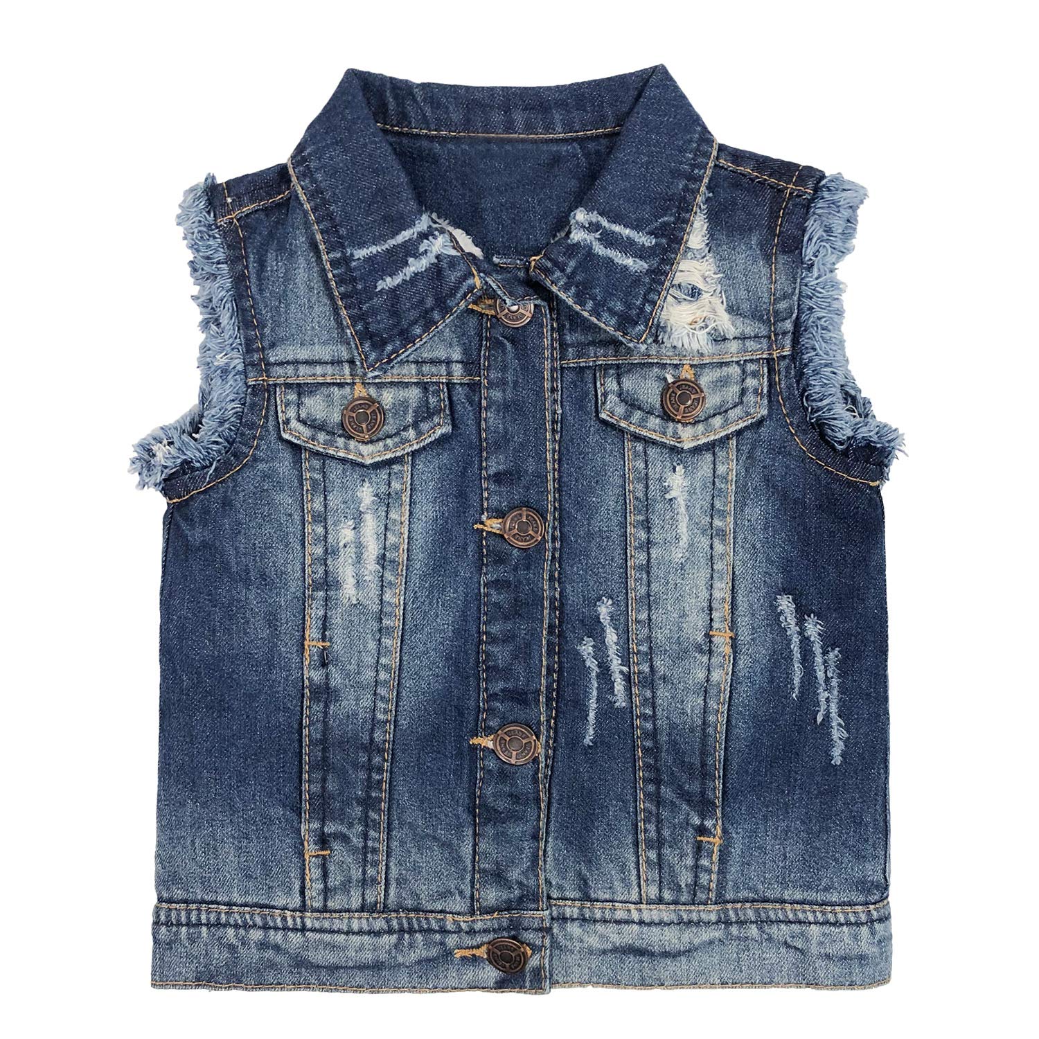 27T Winter Kids Children Girls Boys Denim Vest with Velvet Thicken