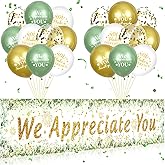 We Appreciate You Decorations Sage Green Appreciate You Banner Yard Sign with 18 Pcs Balloons Thank You for All You Do Banner Employee Staff Gifts Teacher Eucalyptus Leaves Appreciation Party Decor