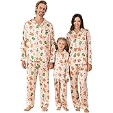 Weixinbuy Matching Family Christmas Pajamas 2025 Silk Satin Long Sleeve Button Down PJs Sets Holiday Sleepwear Loungewear