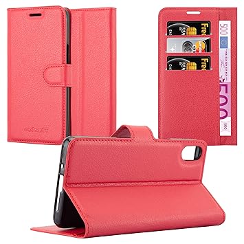 Cadorabo Hülle für BQ Aquaris X5 - Hülle in Karmin ROT - Handyhülle mit Kartenfach und Standfunktion - Case Cover Schutzhülle