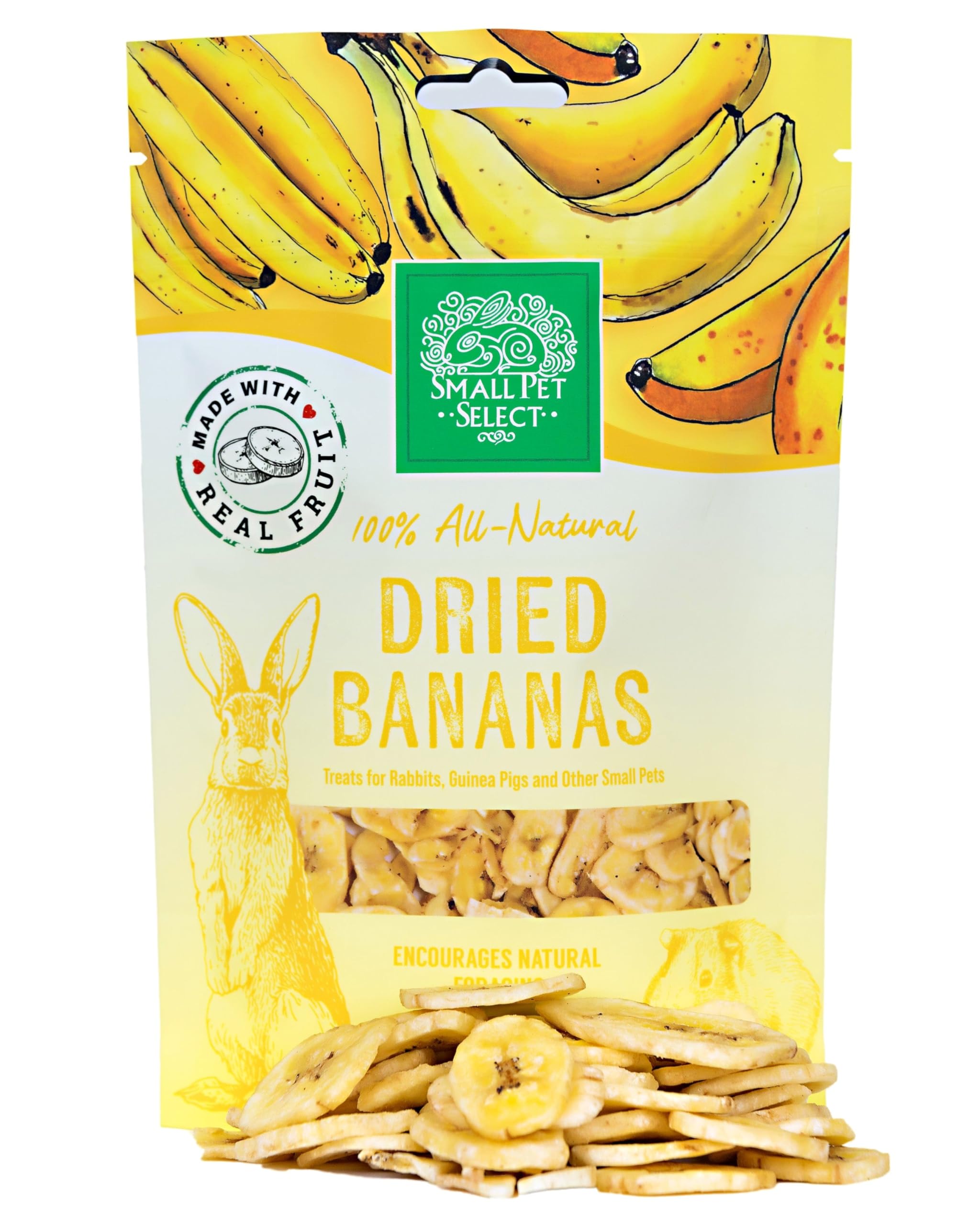 Small Pet Select Natural Dried Banana Treats for Rabbits, Guinea Pigs, Hamsters, Gerbils, Mice & Rats, 80g
