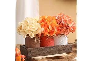 MARACCO Fall Mason Jar Centerpiece for Table, Fall Decorations for Home, Artificial Flowers with 3 Painted Jars, Thanksgiving Decorations Indoor, Thanksgiving Rustic Table Decor