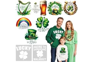 NARDOLL 9 Sheets St Patrick's Day DTF Transfers Ready to Press Iron on Transfers for Tshirts - Iron on Patches on Clothes - Heat Transfer Vinyl Stickers Iron on Decals for Tablecloth Garden Flag DIY Crafts