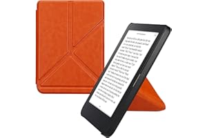 kwmobile Origami Case Compatible with Kobo Clara 2E / Tolino Shine 4 Case - Slim PU Leather Cover with Stand - Orange