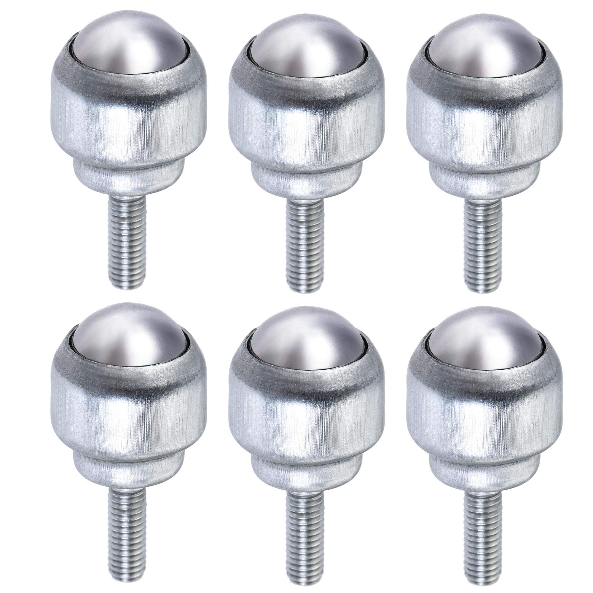 sourcing map Ball Transfer Bearing Unit 17mm 44Lbs Carbon Steel Bolt-fixing Type for Transmission Pack of 6