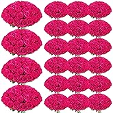 Ovveroche 150 Pcs Roses Artificial Flowers, Silk Hot Pink Artificial Flowers Petals Long Stem Roses for Wedding Bouquet Home Party Decor