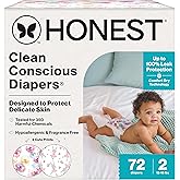 The Honest Company Comfort Dry Disposable Diapers for Sensitive Skin, Hypoallergenic, Rose Blossom + Tutu Cute, Club Box Size 2 (12–18 lbs), 72 Count
