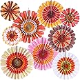 Outus 9 Pcs Flower Hanging Decorations Paper Fan Spring Summer Flower Classroom Ceiling Wall Decor Colorful Springtime Bloom Paper Fan for Wedding Birthday Themed Party Supplies (Spring Daisy)
