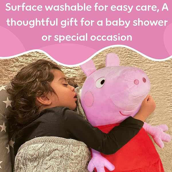 KIDS PREFERRED PEPPA PIG PLUSH, SUPER SOFT STUFFED ANIMAL, EMBROIDERED DETAILS, FOR TODDLER BOYS & GIRLS – 25 INCH SIZE