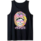 Skull Messy Bun Mom Life Bandana Pastel Ombre Sunglasses Tank Top