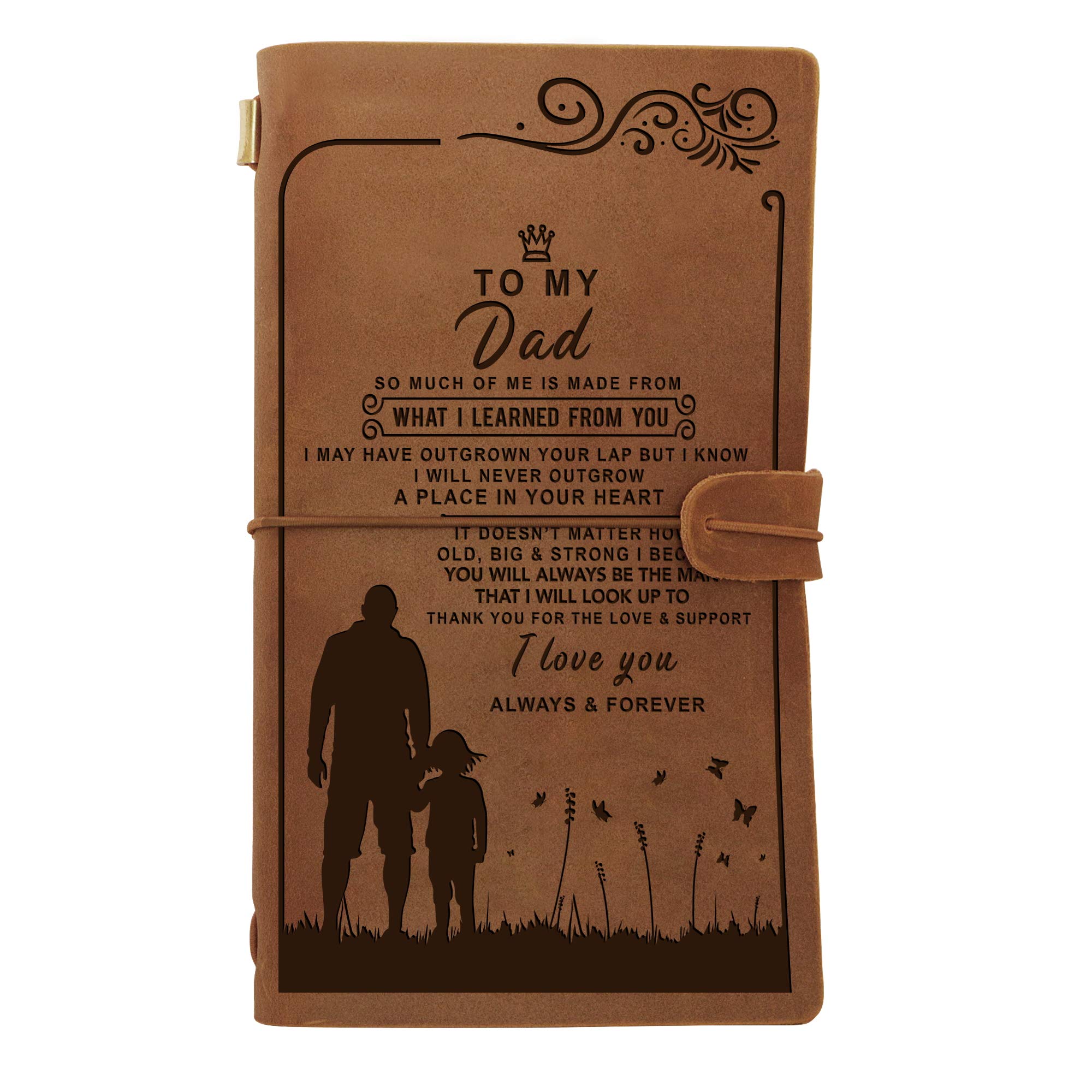 Kenon Engraved Leather Notebook To My Dad- Hand-Crafted Genuine Leather Journal for Writing, Poets, Travelers, as a Diary or Life Planner - Best Anniversary Christmas (For Dad)