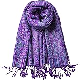 AUSEKALY Pashmina Feel Shawls Wraps for Women Rave Scarf Soft Silky Reversible Men Scarves