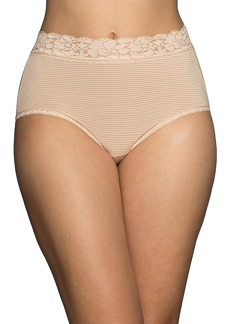 Vanity Fair Women's Flattering Lace Panties: Lightweight & Silky with Superior Stretch, Beige, 8