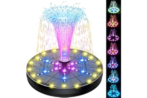 SZMP Solar Fountain 4W Bird Bath Fountains Upgraded 60 LED Lights, Built-in 4000 Battery with 7 Nozzle & 4 Fixer, Solar Water Fountain for Garden, Bird Bath, Pool, Pond