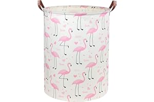 DDBASKET Flamingo Pink Laundry Hamper Baby Girl Laundry Basket Kids Toy Storage Bins Nursery Hamper for Girls Room Decor Bedroom Bathroom Gift Basket(Love Flamingo)