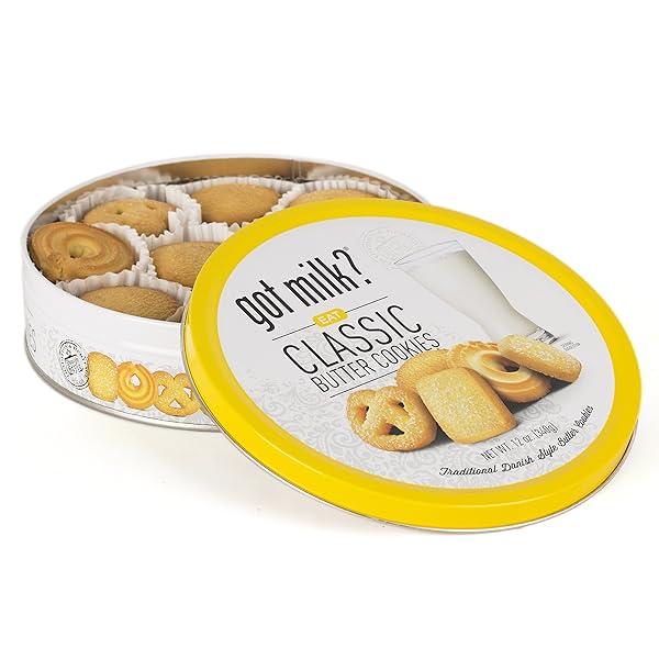 GOT MILK? TRADITIONAL DANISH STYLE BUTTER COOKIES IN 12 OZ. GIFT TIN