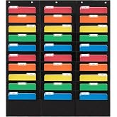 Essex Wares - 30 Pocket File Folder Pocket Chart, Black, 42" W x 47" T | Versatile Wall Hanging File Folder Organizer for Classrooms, Offices, Home, and More - Wall Folder Organizer