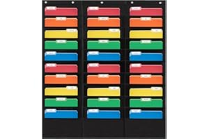 Essex Wares - 30 Pocket File Pocket Chart, Black, 42" Wide x 47" Tall - Versatile Wall Hanging File Folder Organizer for Classroom, Office, Home, and More - Wall Folder Organizer - 30 Pockets