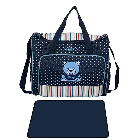 LSARIMO Baby Diaper Bag for Mothers with Changing Pad and Water Resistant Material for Kids Toddlers.(Blue)