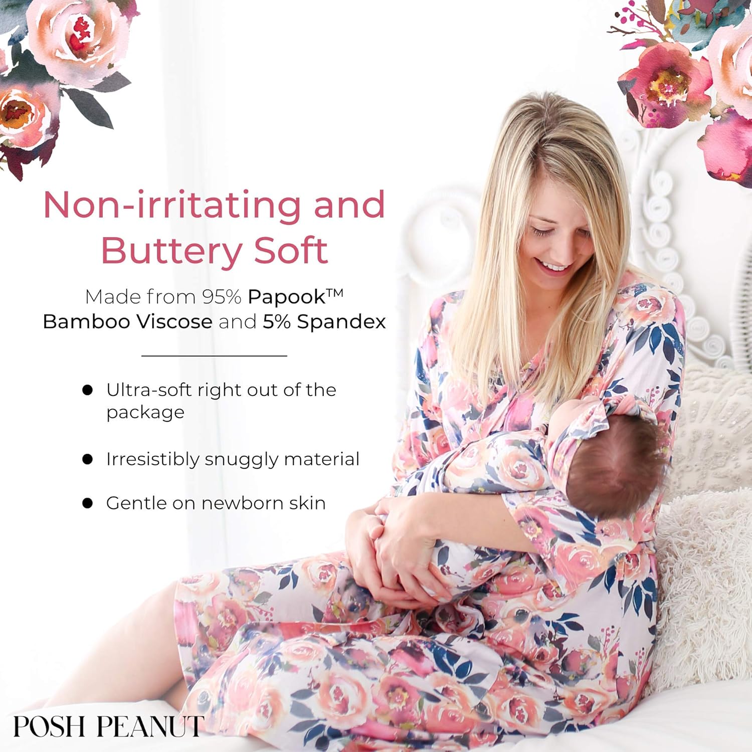 Posh Peanut Baby Swaddle Blanket Baby Shower Newborn Gift Aqua Floral