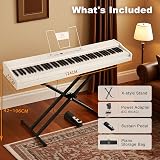 MUSTAR Digital Piano 88 Keys Semi-Weighted with Stand White 800 Tones 80 Demo view 4