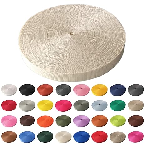 Schnoschi Gurtband Polypropylen 10 Meter lang – viele Verschiedene Breiten und Farben 10mm 15mm 20mm 25mm 30mm 40mm 50 mm (Cr