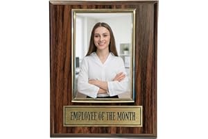 Trophy Hut Employee of The Month Award Plaque. Custom 8"x10" Picture Plaque Holds a 4"x6" Photo. Employee Appreciation Award. Bonus Magnet Included! Walnut Finish