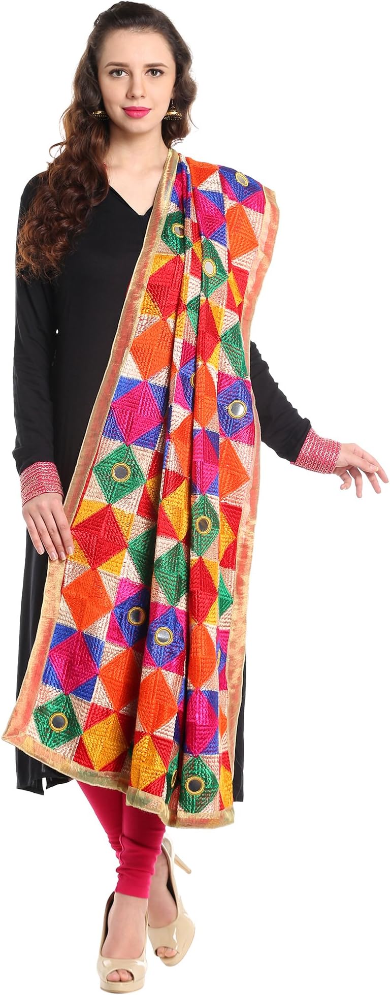 DUPATTA BAZAAR Woman's Net Dupatta with Embroidery.