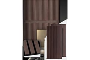 Mollywell Wood Panels for Wall, Time-Saving Installation, Versatile Wood Slat Wall Decor, Enhanced Acoustic & Sound Proof Fluted Design for Home & Office, 2 Pcs Dark Walnut, 47.2x23.6 Inch