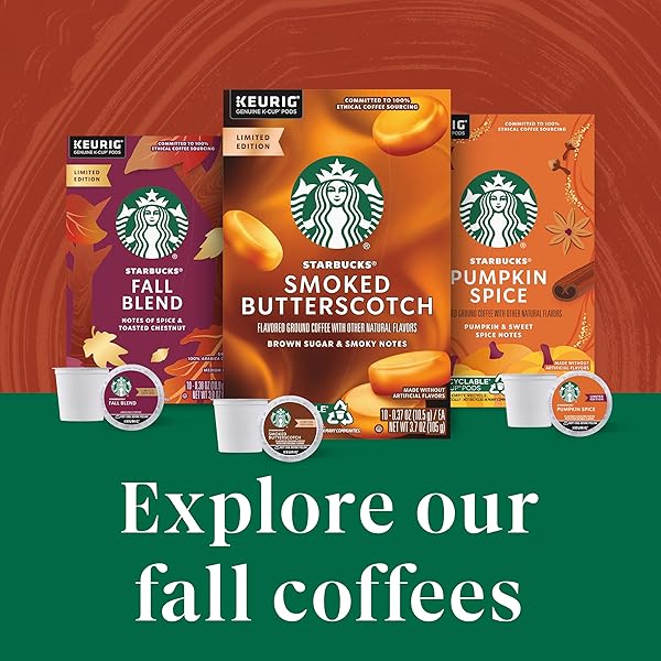 STARBUCKS K-CUP COFFEE PODS, SMOKED BUTTERSCOTCH FLAVORED COFFEE FOR KEURIG BREWERS, 100% ARABICA, LIMITED EDITION, 1 BOX (10 PODS)