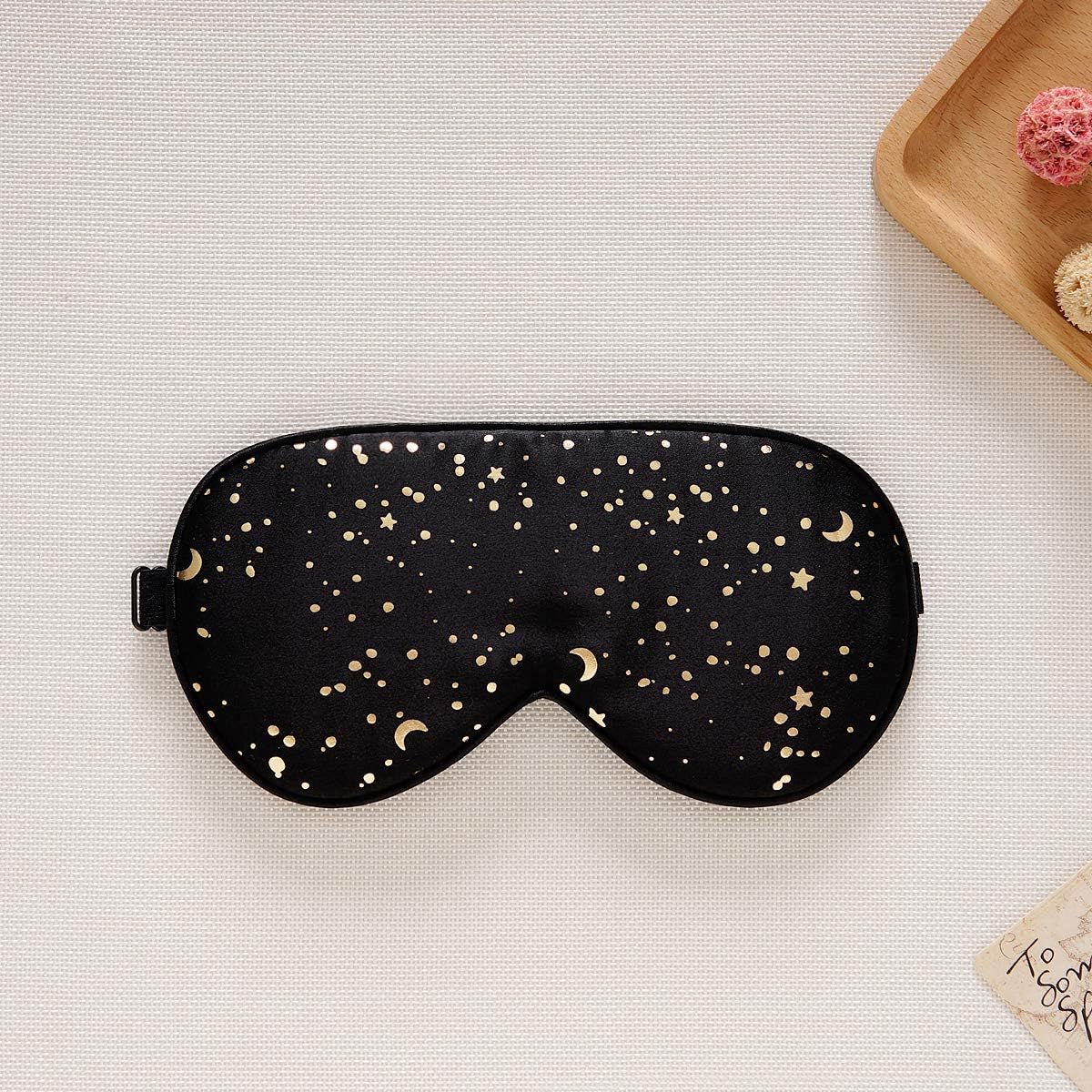 townssilk 100% Silk Sleep mask with Adjustable Strap,Comfortable and Super Soft Eye mask Ultimate Sleeping aid,blindford Golden Moon - Image 4