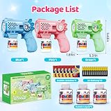 Tecnock 3 Pack Bubble Guns for Kids with 12 Batteries 3 Bottles Refills view 8