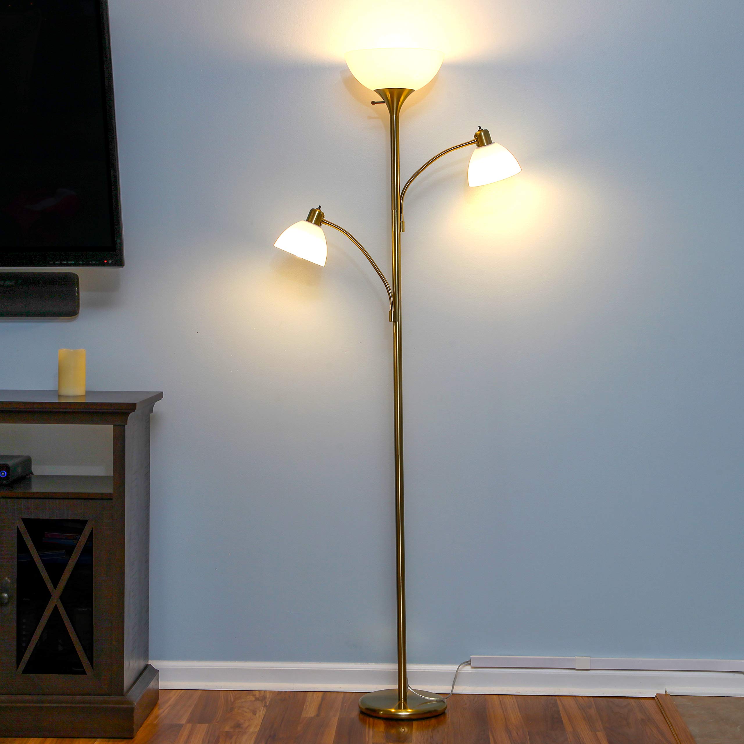 Brightech Sky Dome Double High Brightness Torchiere Floor Lamp with 2