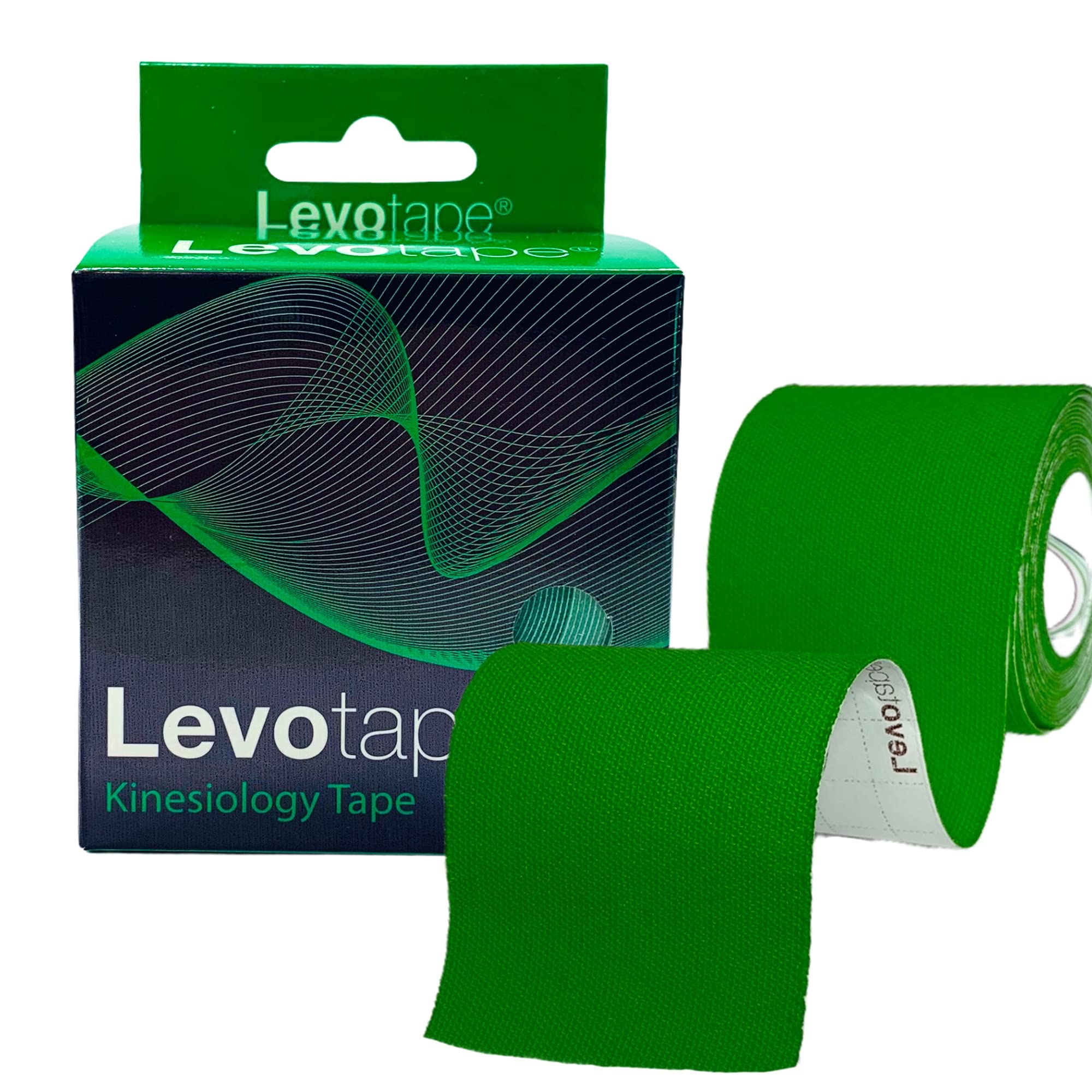 Levotape Kinesiology Tape - 5cm X 5M (Green, 1 Roll) - Hypoallergenic, Waterproof Tape Physio, Medical Sports Kinesiology Knee Tape/Muscle Injury, Sport/Shoulder Support Tape