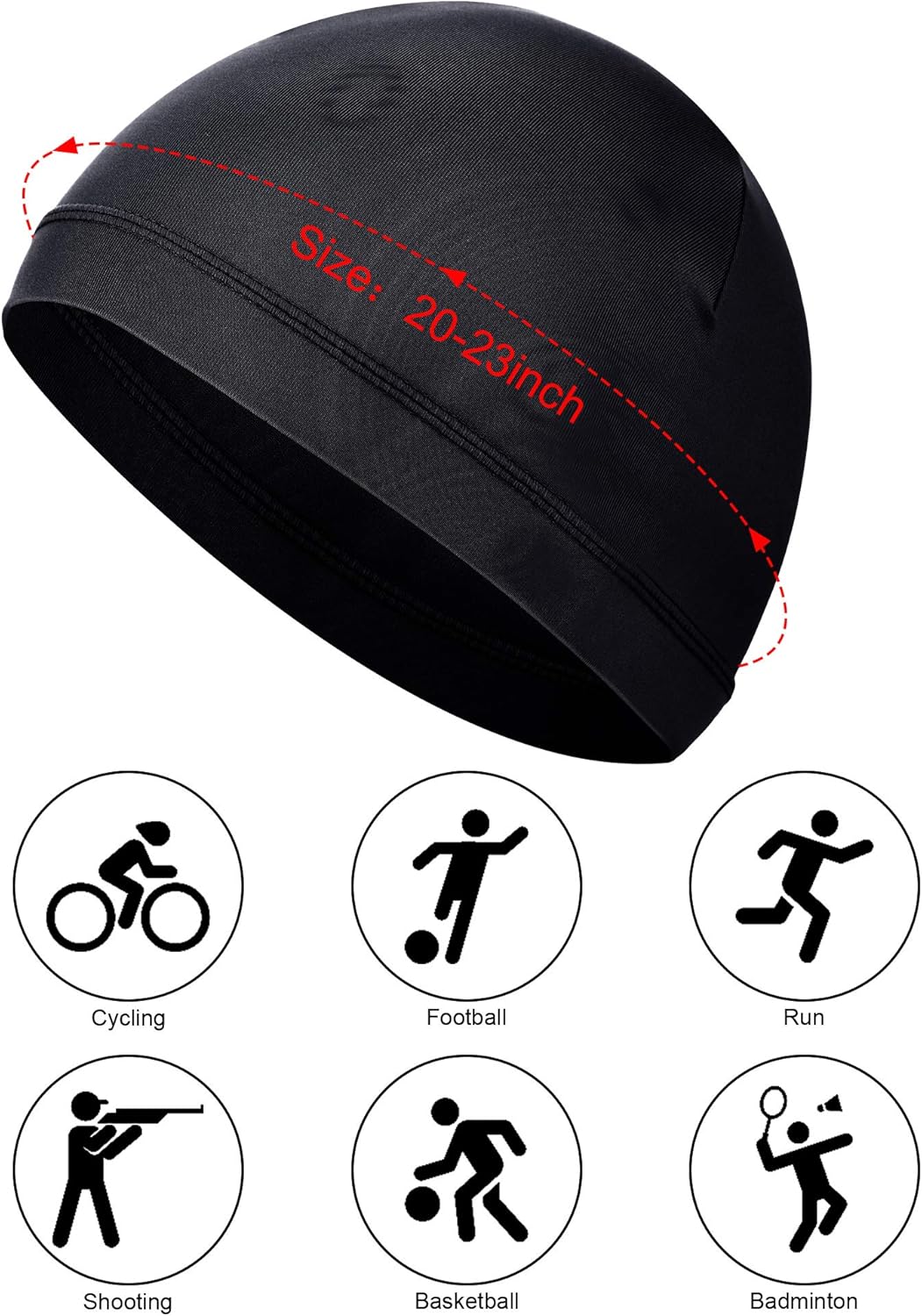 SATINIOR 6 Pieces Unisex Helmet Liner Skull Cap Cooling Cycling Cap Sports Helmet Cap Sweat Wicking Cap (Black, Camouflage): Clothing