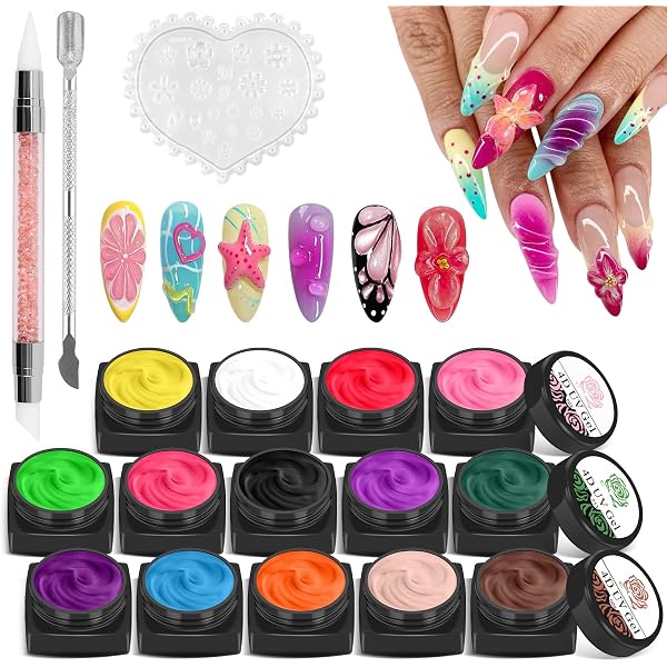 2x Nagelmodelliergel Für 3D-Nageldesign – Weiß & Transparent, Weich Formbar, Für UV/LED-Lampe