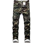 AITITIA Men's Regular Fit Biker Jeans