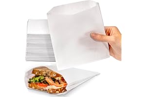 Fit Meal Prep 200 Pack Paper Sandwich Bags 7 x 6”, Greaseproof Snack Bags, Food Grade Pastry Bag, Recyclable Small Paper Bags, Cookie Sleeves, Food Packaging for Bakery, Donuts