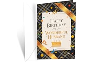 Prime Greetings Husband Birthday Card, Made in America, Thick Card Stock with Premium Envelope Packaged in a Reusable Presentation Mailer, Eco-Friendly, 5in x 7.75in
